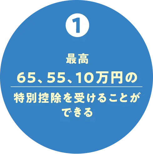 最大65 、55 、10万円の特別控除ができる